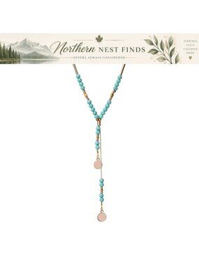 Gold Plated Y-Necklace Turquoise Beads Boho Layered